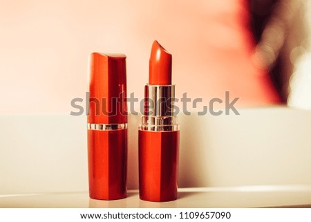 red lipstick stroke isolated on white background