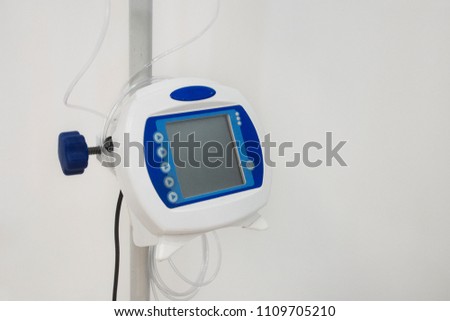  ePump Enteral Feeding Pump with dual feeding bags on double hook iv stand Royalty-Free Stock Photo #1109705210
