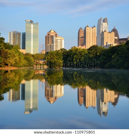 Midtown skyline as seen from Piedmont Park in Atlanta, Georgia, USA