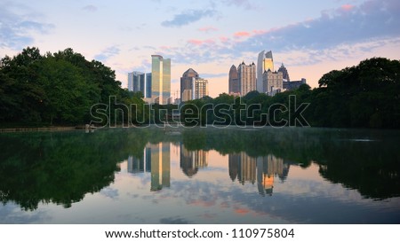 Midtown skyline as seen from Piedmont Park in Atlanta, Georgia, USA