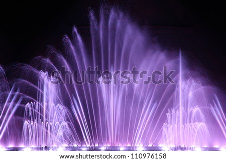 Dancing water fountain show in Protaras, Cyprus Royalty-Free Stock Photo #110976158