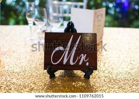 Close up of wedding table.