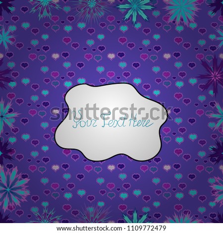 Vector pattern. Pattern with spring flowers with branch, on violet, white and blue colors with flower silhouette.