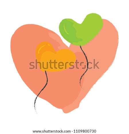 Love of Balloon. Valentine Icon with love shape and scratch style in vector style. Vector Illustration