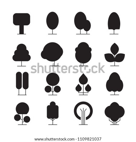 treee and plant icons silhouette