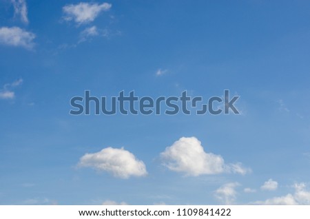 Blue sky with white clouds different shapes them.