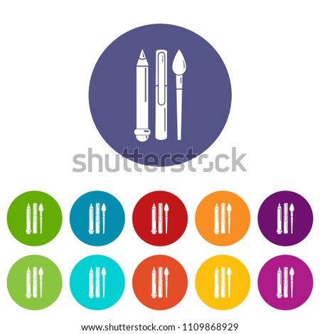 Stationery icons color set vector for any web design on white background