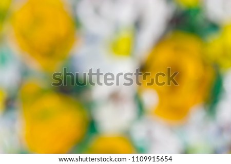 Painting picture of blooming flowers. blurred image