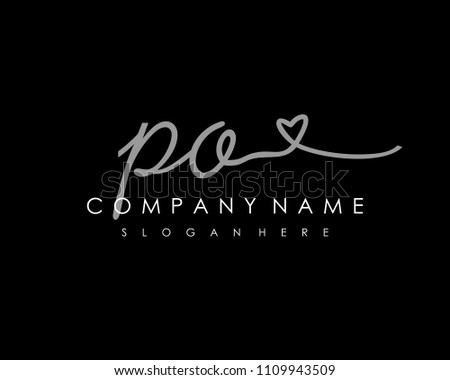 P O Initial handwriting logo vector