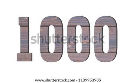 1000 3d Number. Decorative brown wooden planks texture
