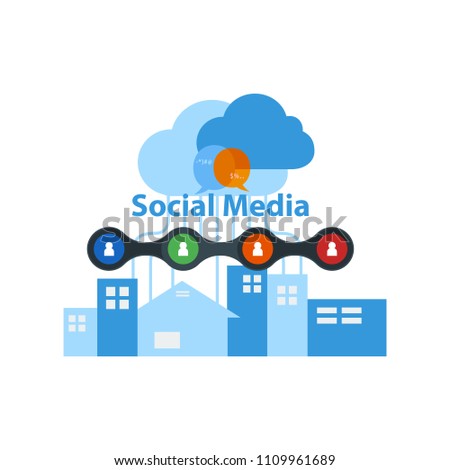 Digital marketing, online advertising with social media concept, vector illustration