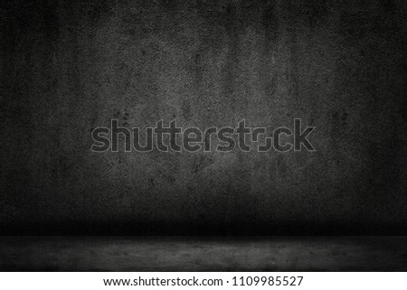 Dark room with floor and concrete wall background