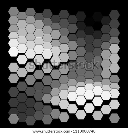Abstract hexagonal pattern on a black background.  Colorful geometric backdrop.