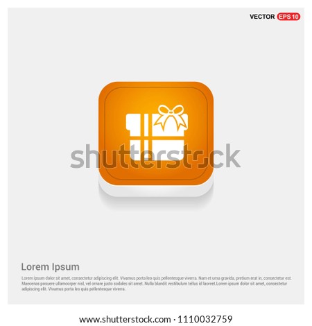 Christmas Gift Box Icon Orange Abstract Web Button - Free vector icon