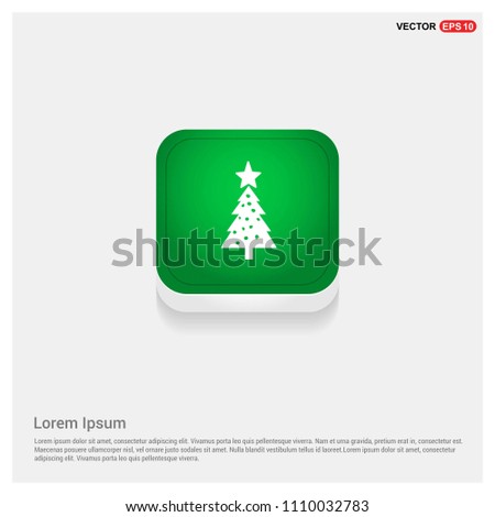 X-Mas Tree IconGreen Web Button - Free vector icon