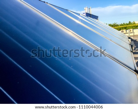 Blue solar panels. Renewable energy