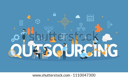 Outsourcing concept illustration. Idea of teamwork and investment. Royalty-Free Stock Photo #1110047300