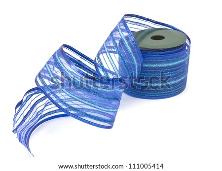 Beautiful blue ribbon isolated on white background