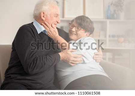 Love in retirement home between two happy seniors