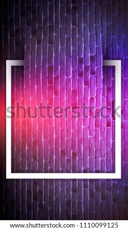 Brick wall background, neon light
