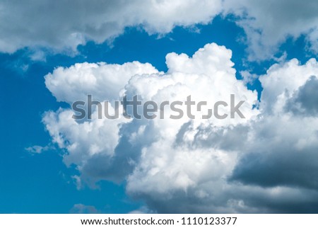 Clouds in the blue sky in summer evening