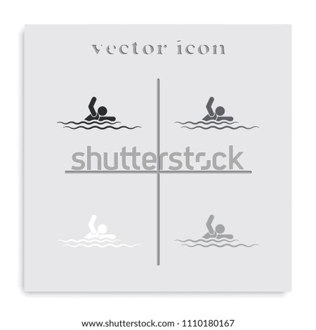 Swim flat black and white vector icon.