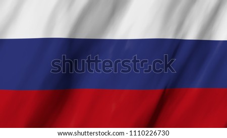 The Russian flag in 3d, waving in the wind, on close
