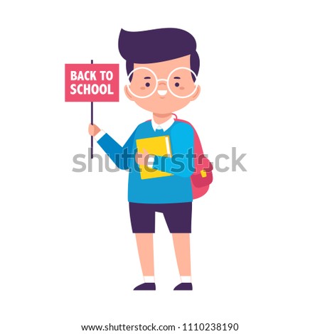 A boy with backpack cartoon vector illustration
