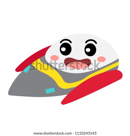 Spaceship transportation cartoon character perspective view isolated on white background vector illustration.