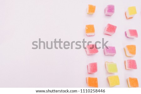 colorful jelly sugar on white background