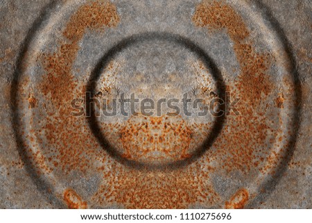 Rusty galvanized iron with circles.