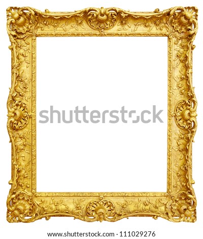 Gold vintage frame isolated on white background Royalty-Free Stock Photo #111029276