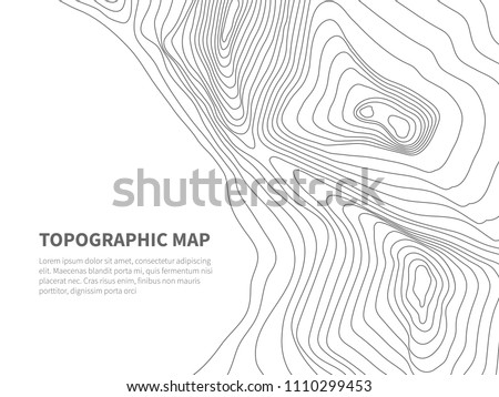 Geodesy contouring land. Topographical line map. Geographic mountain contours vector background. Topography and cartography mountain landscape contour illustration Royalty-Free Stock Photo #1110299453