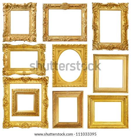 Set of golden vintage frame isolated on white background Royalty-Free Stock Photo #111033395