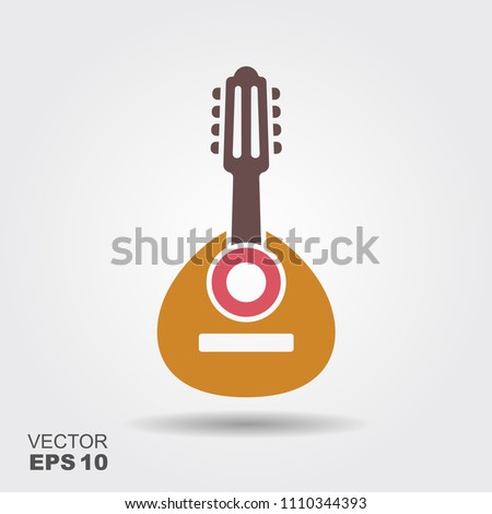 Spanish folk music instrument bandurria. Flat vector icon