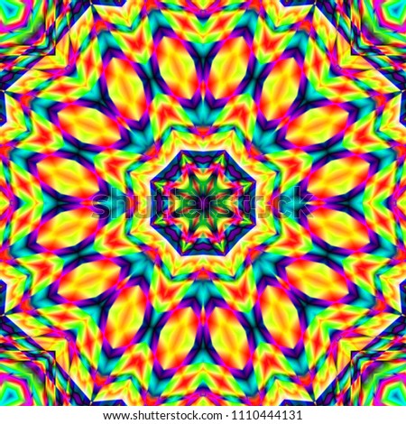 decorative fantasy , flower ornament. the idea for the fabric, Wallpaper, carpets, seal. abstract pattern kaleidoscope Illustration with a kaleidoscope. psychedelic background.