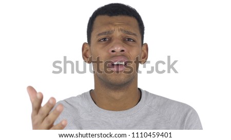 Portrait of Afro-American Man Gesturing Frustration and Anger