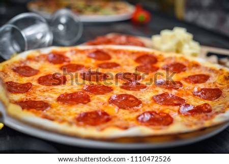 Pepperoni Pizza and wine