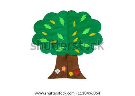 Summer tree of paper on white background