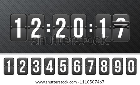 Creative vector illustration of countdown timer with different numbers isolated on background. Clock counter art design. Abstract concept graphic mechanical scoreboard panel element Royalty-Free Stock Photo #1110507467