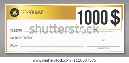 Creative vector illustration of payment event winning check isolated on background. Art design empty blank mockup. Abstract concept graphic lottery element Royalty-Free Stock Photo #1110507575