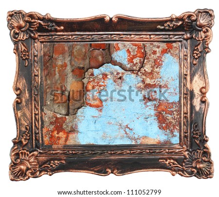 vintage brick wall abstract rusty colored background retro bronze frame
