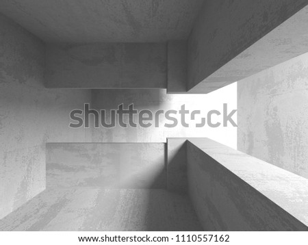 Dark basement empty room interior. Concrete walls. Architecture background. 3d render illustration