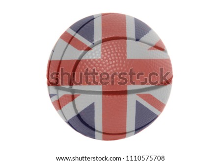 British flag on basketball ball isolated on a white background