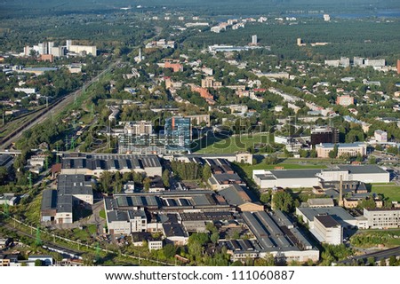 Aerial view over the Riga city