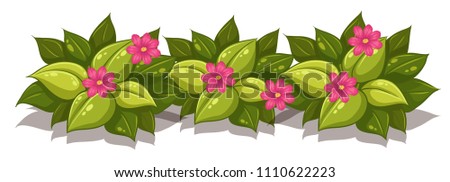 Leafy bush with flowers illustration