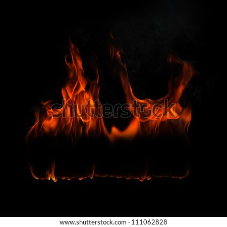 Fire flames on a black background with free space for text