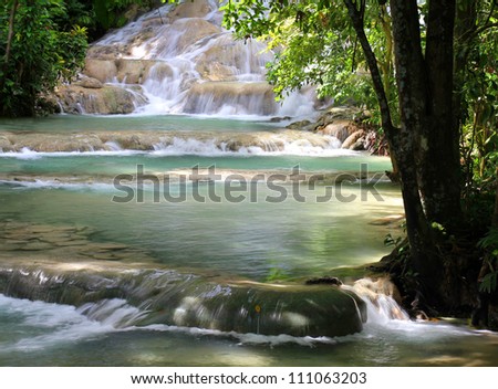 Dunn's River Falls, Jamaica. Royalty-Free Stock Photo #111063203