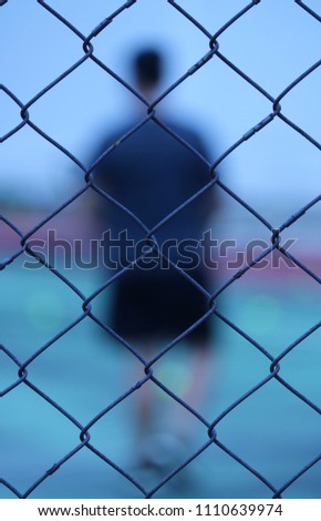 The picture out of focus behind the cages