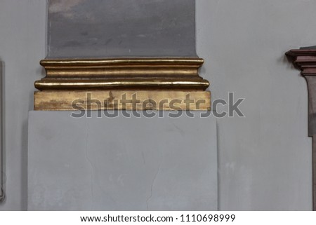 church painted wall interior details white gold and mauve colors background